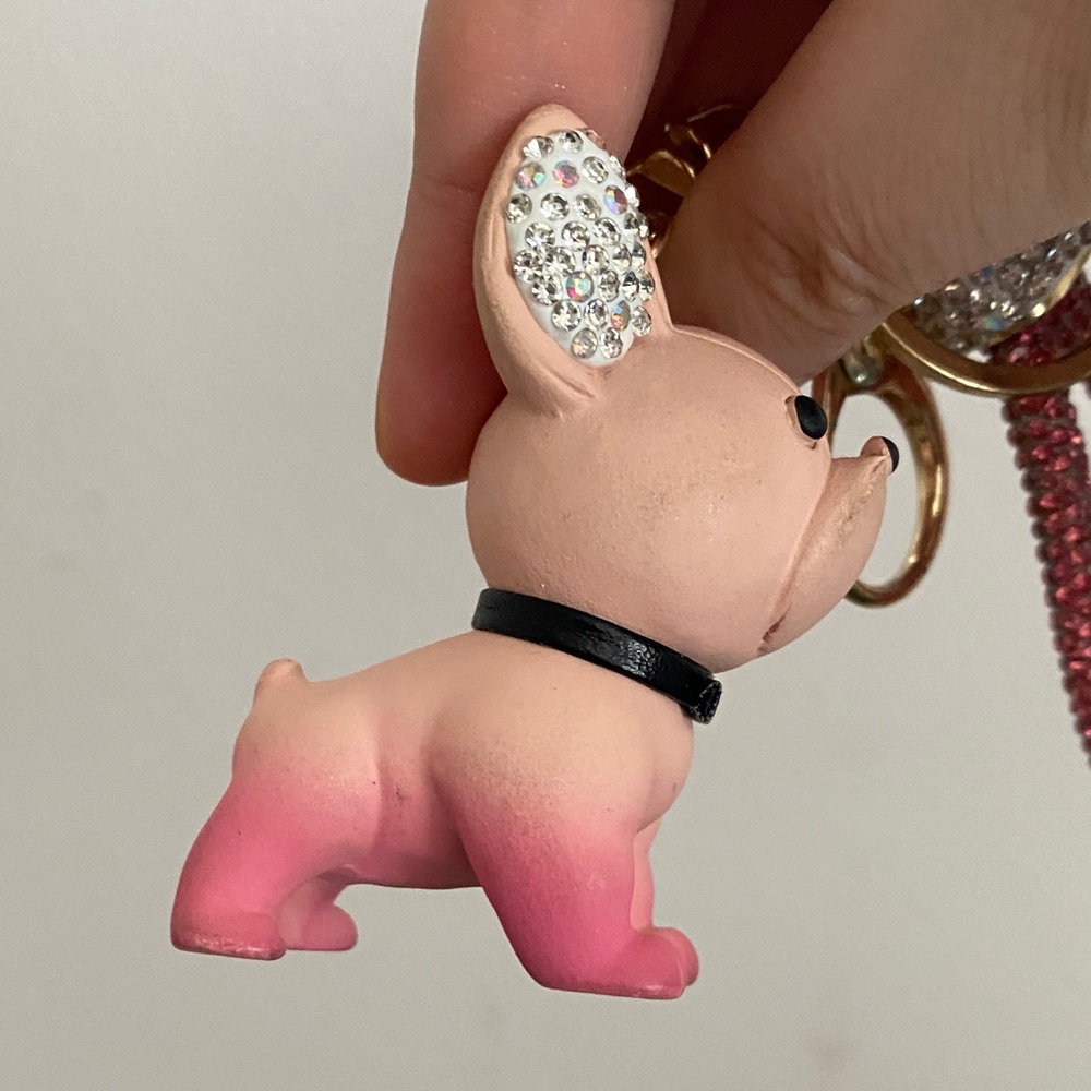 Pink Dog Keychain with Rhinestones - Picture 5 of 6